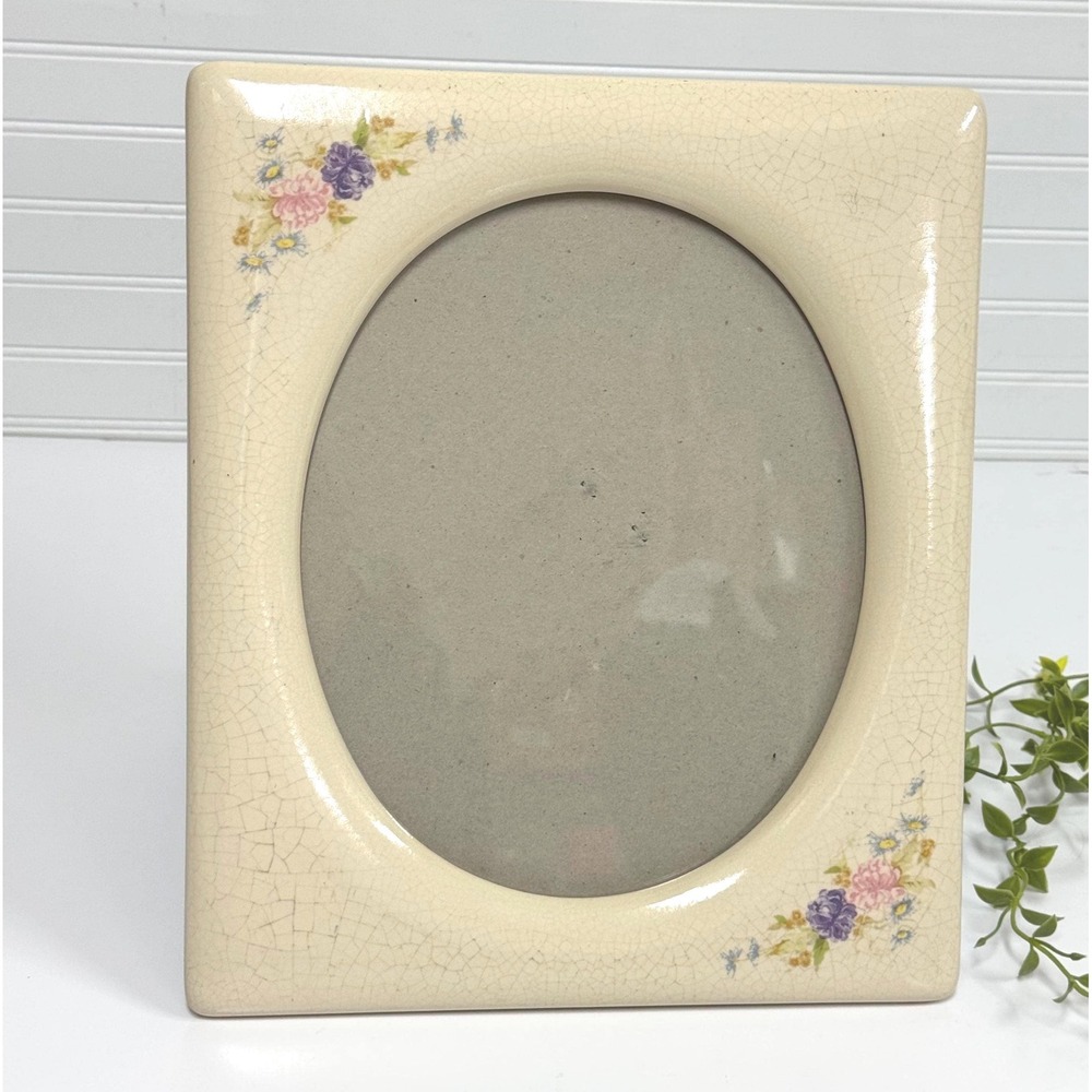 Vintage Porcelain Floral frame- 8 x 10 tabletop photo display